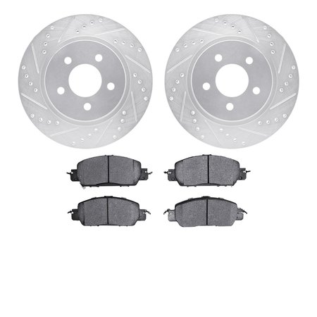 DYNAMIC FRICTION CO 7502-54030, Rotors-Drilled and Slotted-Silver with 5000 Advanced Brake Pads, Zinc Coated 7502-54030
